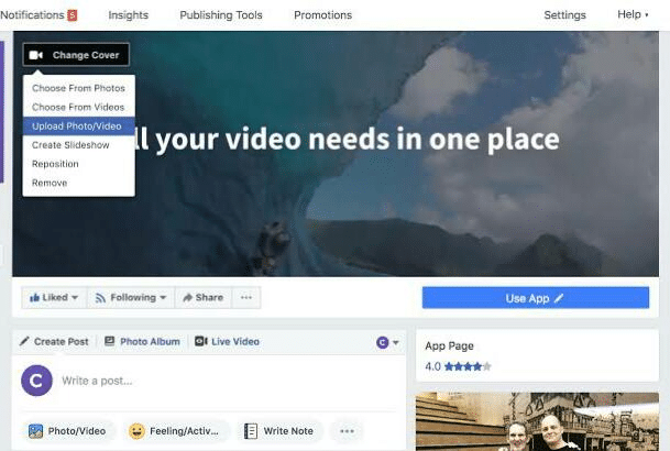 كيفية وضع فيديو بدلًا من صورة في غلاف صفحة على الفيس بوك
