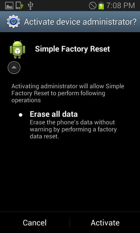 Simple Factory Phone Reset